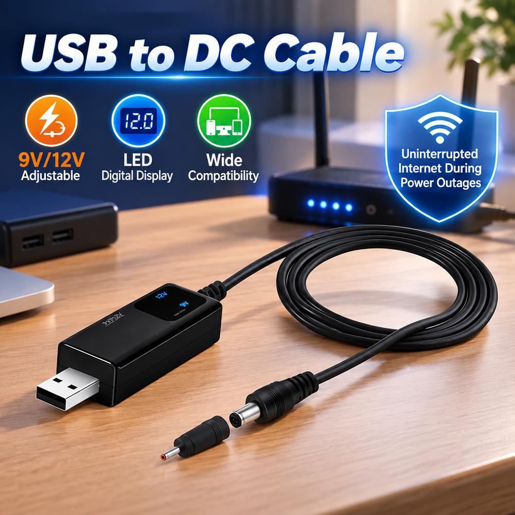 Access Control Power Supply 12V 5A - USB昇圧ケーブル 5Vから9V/12Vへの電源アダプター変換ケーブル 3.5mmプラグ付き、Wi-Fiルーター、モデム、小型ファンなどのデバイス用昇圧ケーブル