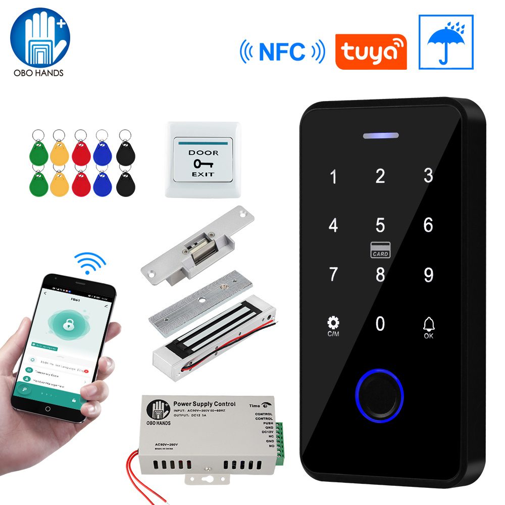 Door Access Control Keypad Rfid - ドアアクセスコントロールシステム,磁気ロック,防水,Bluetooth,Tuyaアプリケーション,アンチRFID,180kg