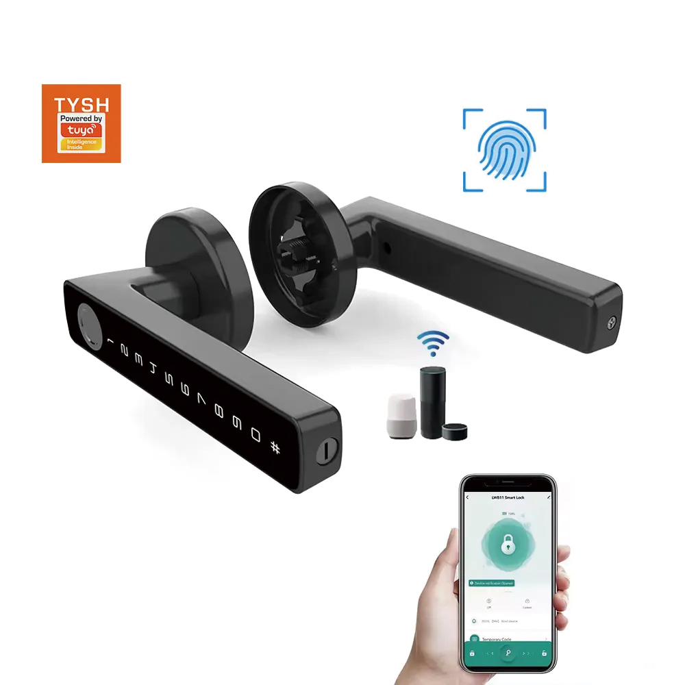 Fingerprint Access Control Door - TYSH Tuyaスマート自動セキュリティ生体認証指紋ハンドルロックCerradura Inteligenteロック電子スマートドアロック