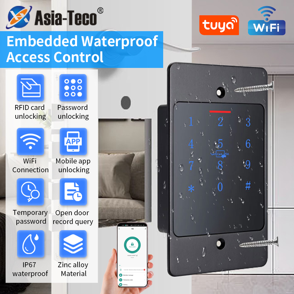 Door Access Control Keypad Rfid - WiFi Tuya スマートドアロックキーボード RFIDアクセスコントローラー 防水金属キーパッド 隠しピット設置型生体認証アクセス制御