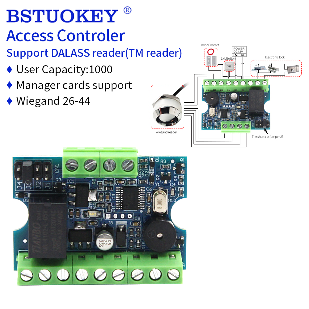 Access Control System Rfid Kit - ダラスミニリレーモジュールアクセスコントローラーボードキットウィーガンド出力RFIDカードリーダーセットドアシステム管理者カード1000ユーザーDC12V