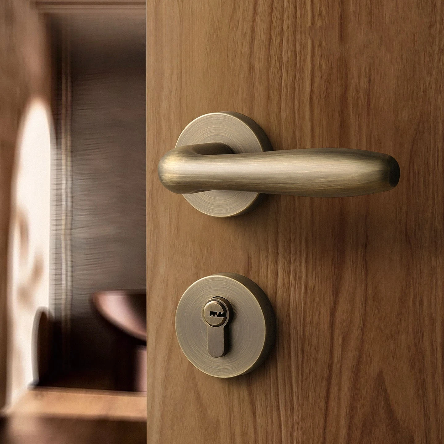 Fingerprint Access Control Door - 耐久性のあるドアロック 室内寝室用 家庭用ユニバーサルハンドル 静音ブロンズ製 スプリットソリッドウッドドアロック