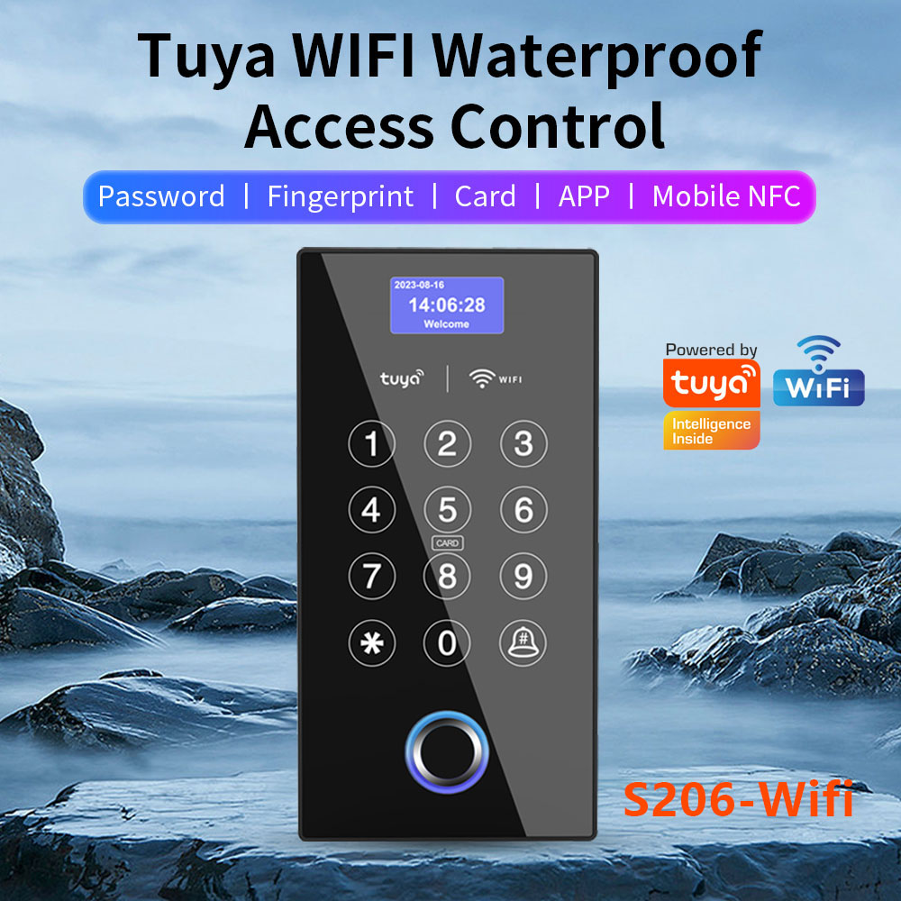 Door Access Control Keypad Rfid - Wifi 指紋アクセス制御キーパッド屋外防水リモートドアオープナー 13.56Mhz NFC RFID カードアプリパスワード