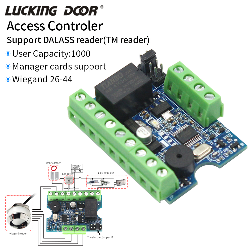 Access Control System Rfid Kit - ドアシステム用、TM Wiegand RFIDカードリーダー付き12Vアクセス制御ミニリレーモジュールキット。1000枚の管理用カードに対応。