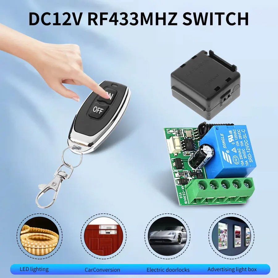 Turnstile Gate Access Control - DC12V 1CH 10A リレー受信機送信機ユニバーサルワイヤレス RF 433Mhz