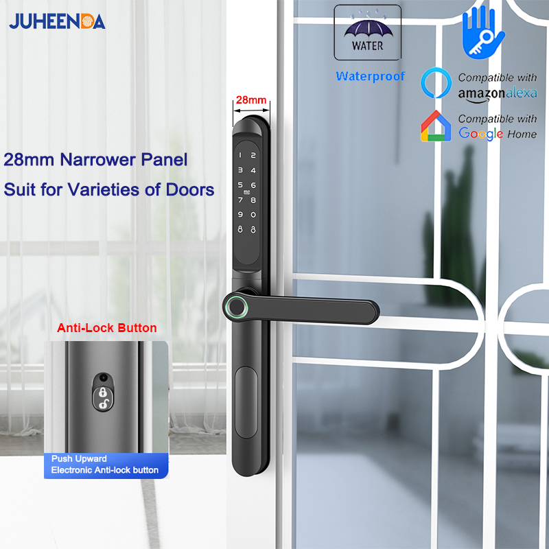Door Access Control Keypad Rfid - アルミニウム製電子引き戸ロック,防水,指紋,デジタルパスワード,RFIDカード,ttlockアプリケーション