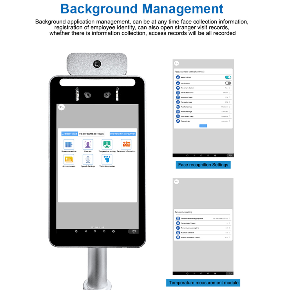 8インチ顔認識アクセス制御温度測定マスク検出WiFi And - Face Recognition Access Control Terminal のレビューと価格