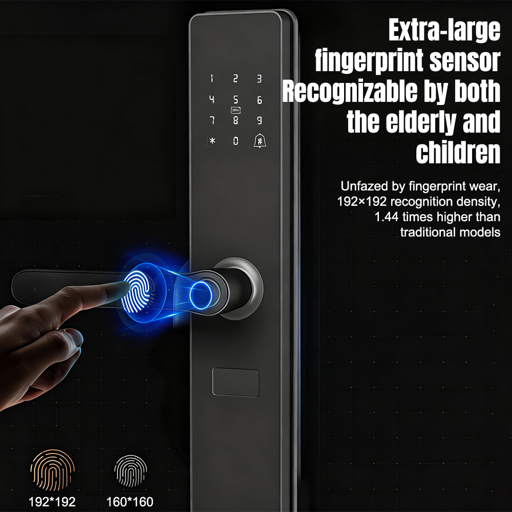 スマート指紋ドアハンドルロック TTLockアプリ Blue - Fingerprint Access Control Door のレビューと価格