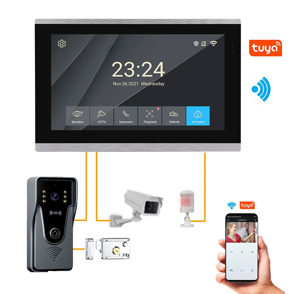 Tuya-ホームインターホンキット,カラータッチスクリーン, - Access Control System Rfid Kit のレビューと価格
