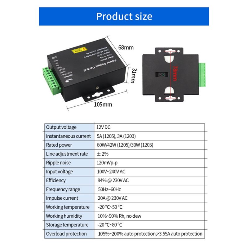 A24U DC 12V 5A AC 100-240V アクセ - Access Control Power Supply 12V 5A のレビューと価格
