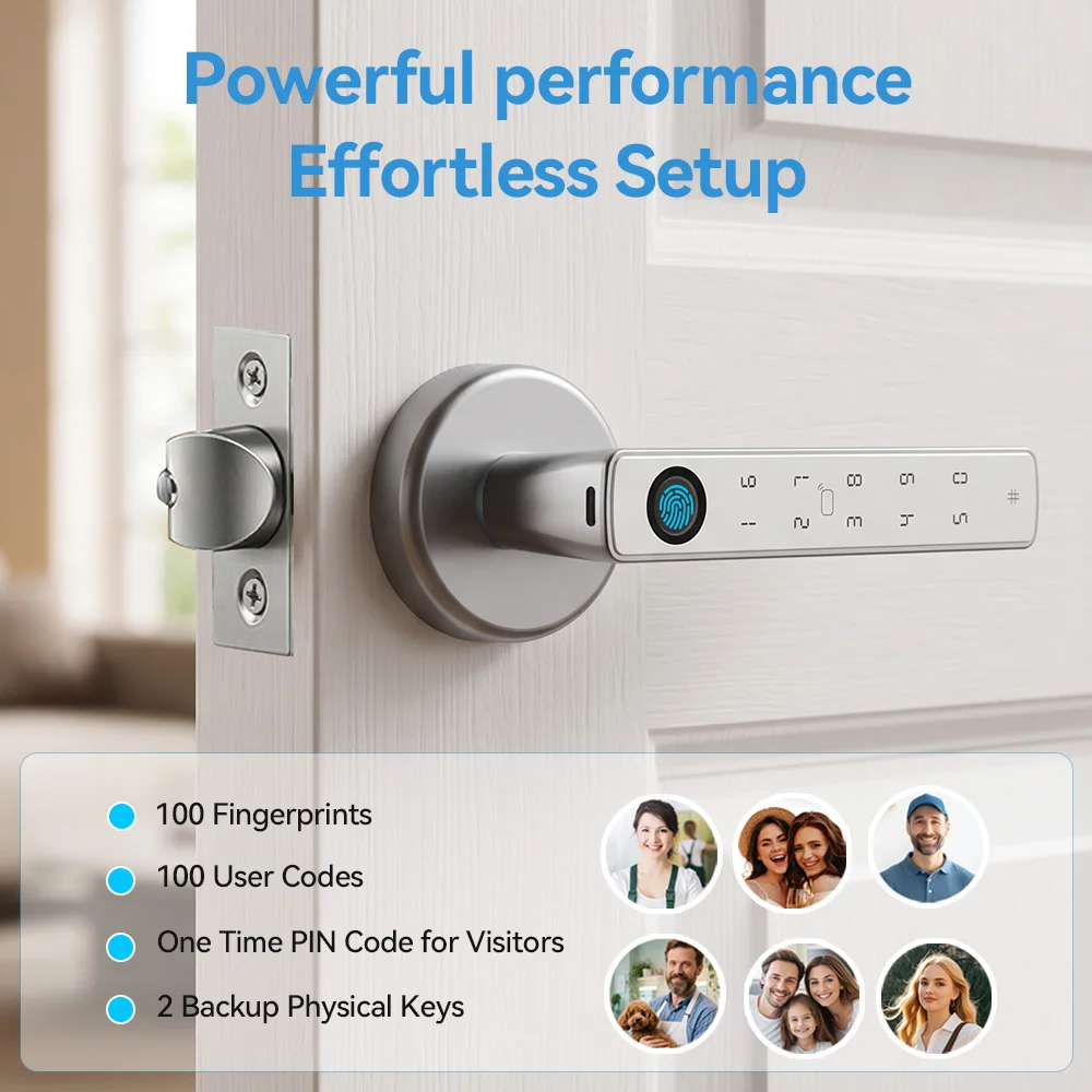 YFK Tuya スマートドアロックハンドル。生体認証指紋、 - Door Access Control Keypad Rfid のレビューと価格