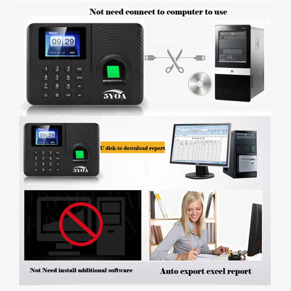 生体認証指紋回復システム時計レコーダー従業員認識記録デバイス - Biometric Time Attendance Machine のレビューと価格