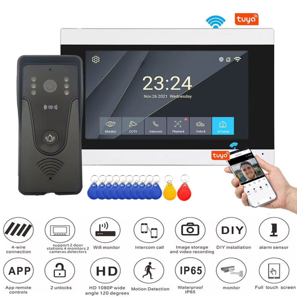 Tuya-アクセス制御システム用インターホンキット,1080 - Access Control System Rfid Kit のレビューと価格
