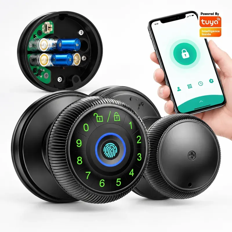 Tuya製、パスワード式、木製ドア用、指紋認証、鍵による解錠 - Fingerprint Access Control Door のレビューと価格