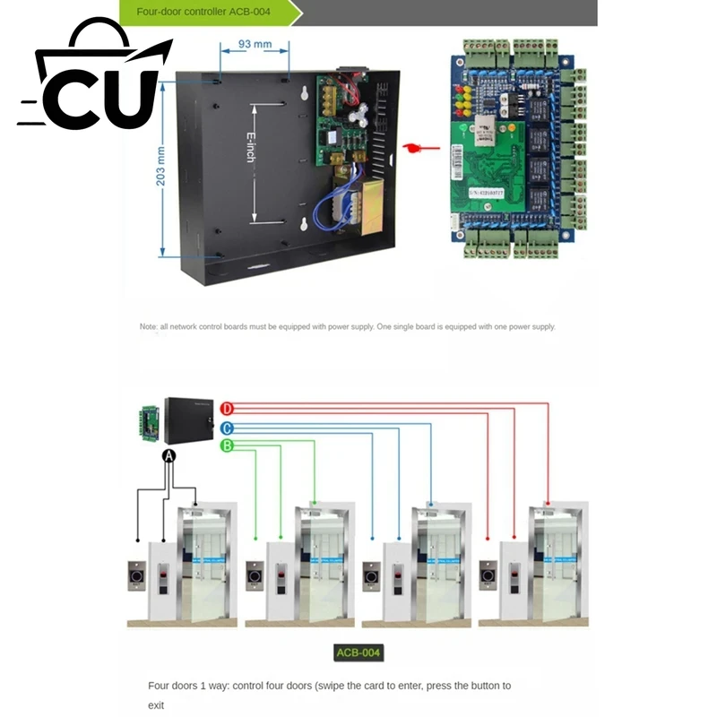 ACB-004 TCP/IP 4ドア用勤怠管理アクセスパネル - Access Control Board 4 Door のレビューと価格
